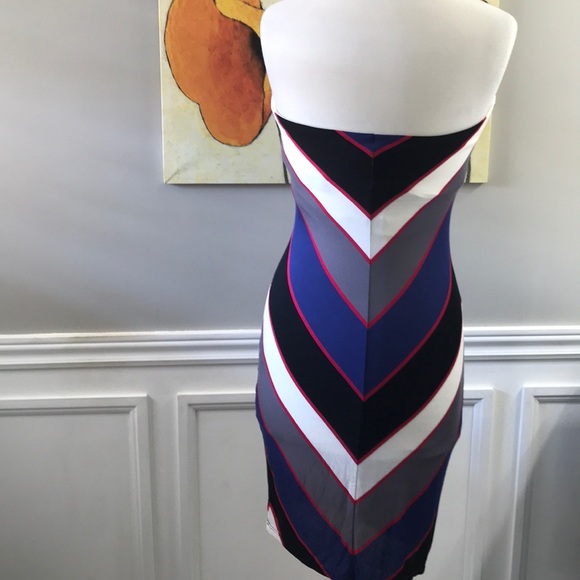 Le Chateau chevron black/grey/white/pink dress S - Picture 5 of 6